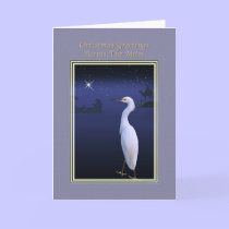 Across The Miles Christmas Card with Snowy Egret