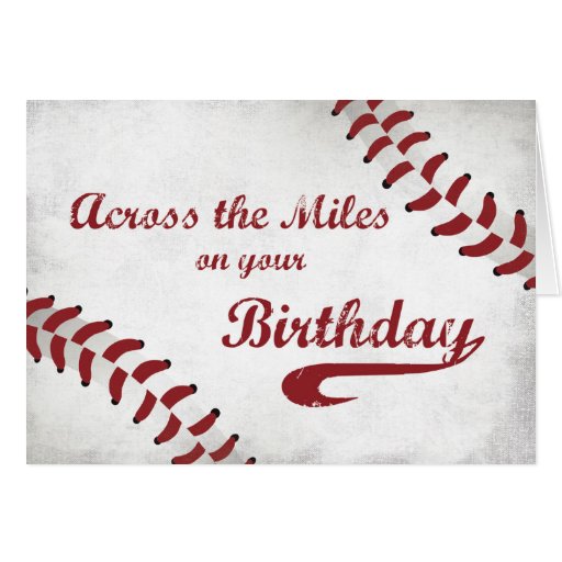 Across the Miles Happy Birthday Large Grunge Baseb Card Zazzle