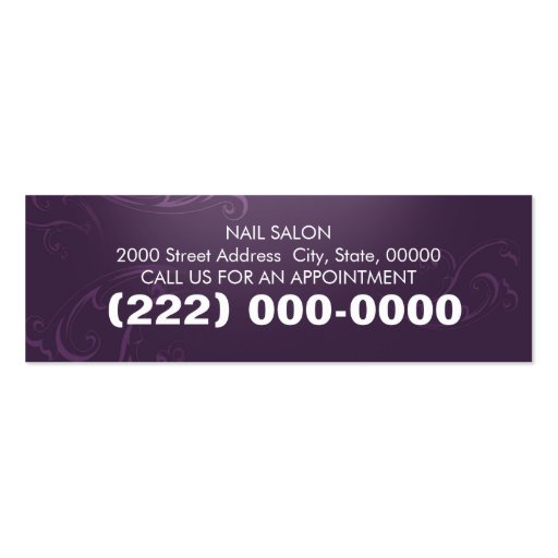 Acrylic and Gel Nail Specialist Business Card (back side)