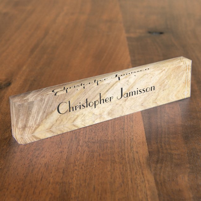 Acrylic Desk Nameplate, Faux Light Brown Stone