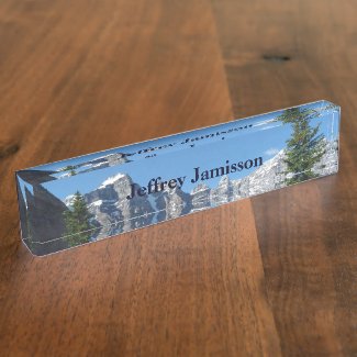Acrylic Desk Nameplate, Mountains, Personalized