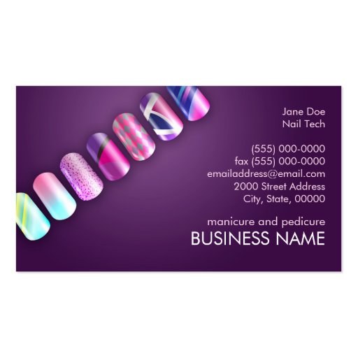 Acrylic Nail Art Business Card Template (front side)