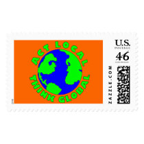 Act Local Think Global Stamp