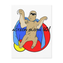 Action Sloth Colored Postcard