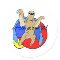 Action Sloth Colored Sticker