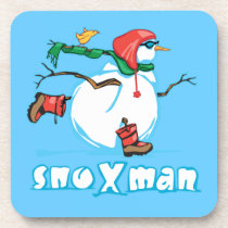 Action Snowman cork coasters