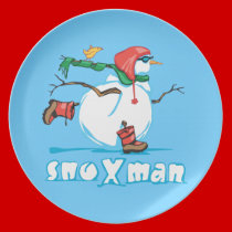 Action Snowman plates