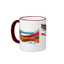 ActionScript- Red Orange Gray Smooth wave Coffee Mugs