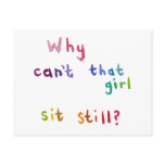 Active girls can't sit still busy women fun art postcard