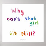Active girls can't sit still busy women fun art print