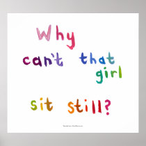 Active girls can't sit still busy women fun art print