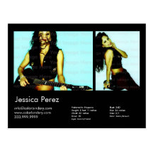 Actor/Model 2 Shot Black Headshot Card Postcard