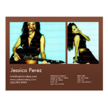 Actor & Model 2 Shot Brown Headshot Comp Postcards