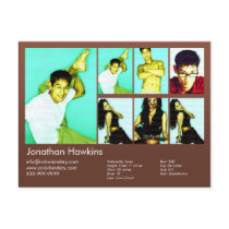 Actor & Model Brown Headshot Comp postcards
