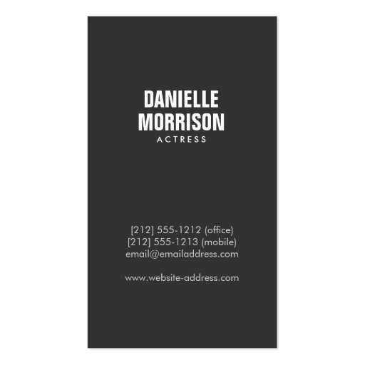 Actors and Models Classic Headshot Business Card (back side)