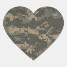 ACU Digital Camo Camouflage Heart Stickers