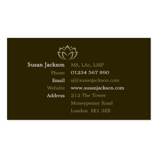 Acupuncture Business Card (back side)