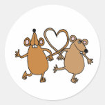 AD- Funny Dancing Mice Love Design Round Sticker