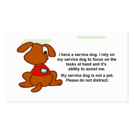 ADA Service Dog Information Cards Business Card Template
