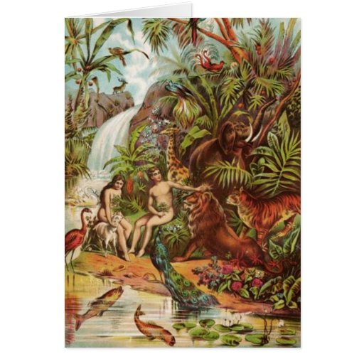 Adam And Eve In The Garden Greeting Cards