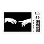 Adam and God Black/White Postage Stamp