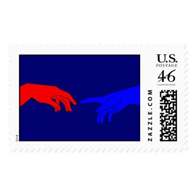 Adam and God Postage Stamps by lonvig