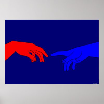 Adam and God Print by lonvig