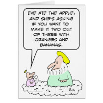adam eve god angel oranges bananas apple greeting cards