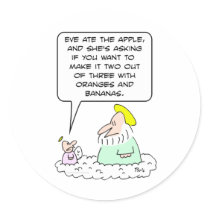 adam eve god angel oranges bananas apple sticker
