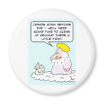 adam eve god time clean up fridge magnets