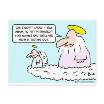 adam eve patriarchy god angel postcard