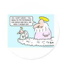 adam eve patriarchy god angel round sticker
