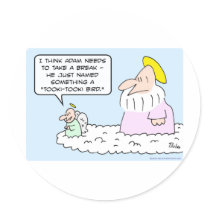 adam god tooki tooki bird round sticker
