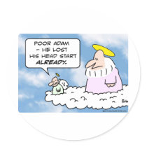 Adam lost head start over Eve god angel Sticker