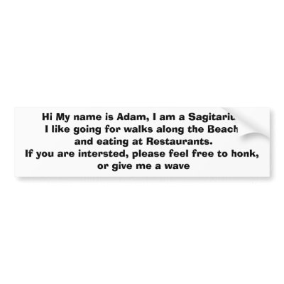 Adam Single Man Bumper sticker by willie50