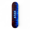 Adam skateboard blue fire and flames design