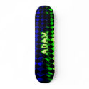 Adam skateboard green fire and flames design