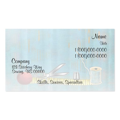 Ada's Custom Sewing Business Card (back side)