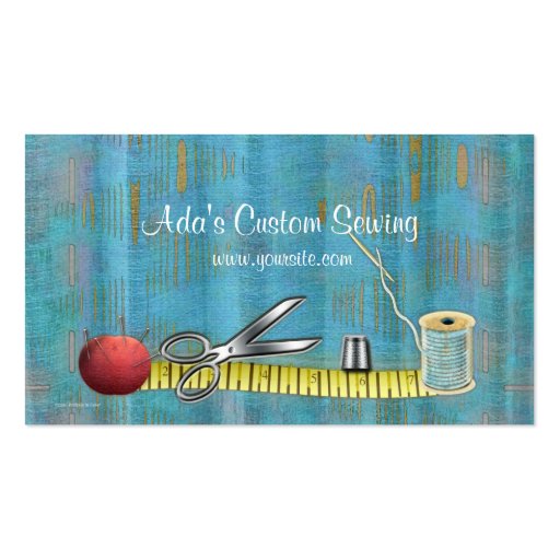 Ada's Custom Sewing Business Card (front side)