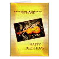 Add a name to this birthday card with a violin