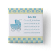 Add A Note Blue Baby Carriage Button button