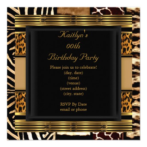 Add Age Party Birthday Wild Exotic Mixed Animal Personalized Invite