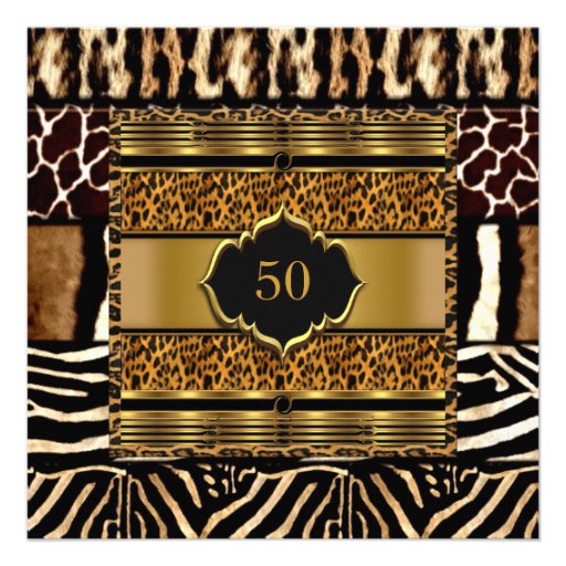 Add Age Party Birthday Wild Exotic Mixed Animal Personalized Invite