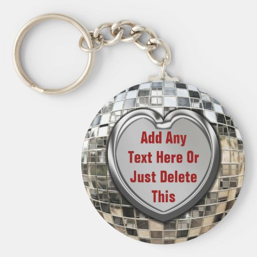 Add Any Text Mirror Ball Keychain Zazzle