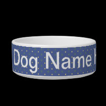 Add Dog Name Blue Quilt Bowl pet bowls