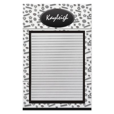 Add Her Name Black and White Designer Stationary Stationery Paper by Paper_Passion