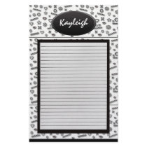 Add Her Name Black and White Designer Stationary Stationery Paper