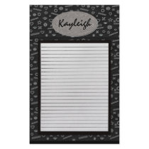Add Her Name Black Designer Stationary Stationery Paper
