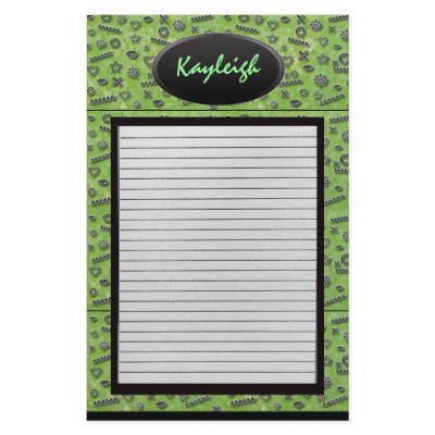 Add Her Name Green Designer Stationary Personalized Stationery by Paper_Passion