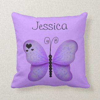 Add Her Name Purple Butterfly Decorative Pillow